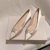 Block Heel Not Tired Feet Gentle Fairy Style High Heels Women's Satin Comfortable Soft Sole French Pointed Toe Single Shoes