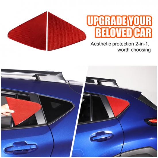 Red Carbon Fiber Rear Window Triangle Glass Trim Sticker For Subaru Crosstrek 24