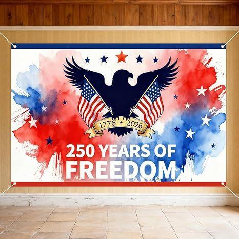 

Independence 250th Anniversary Background Cloth Banner Flag Festival Celebration Decoration 95*75cm