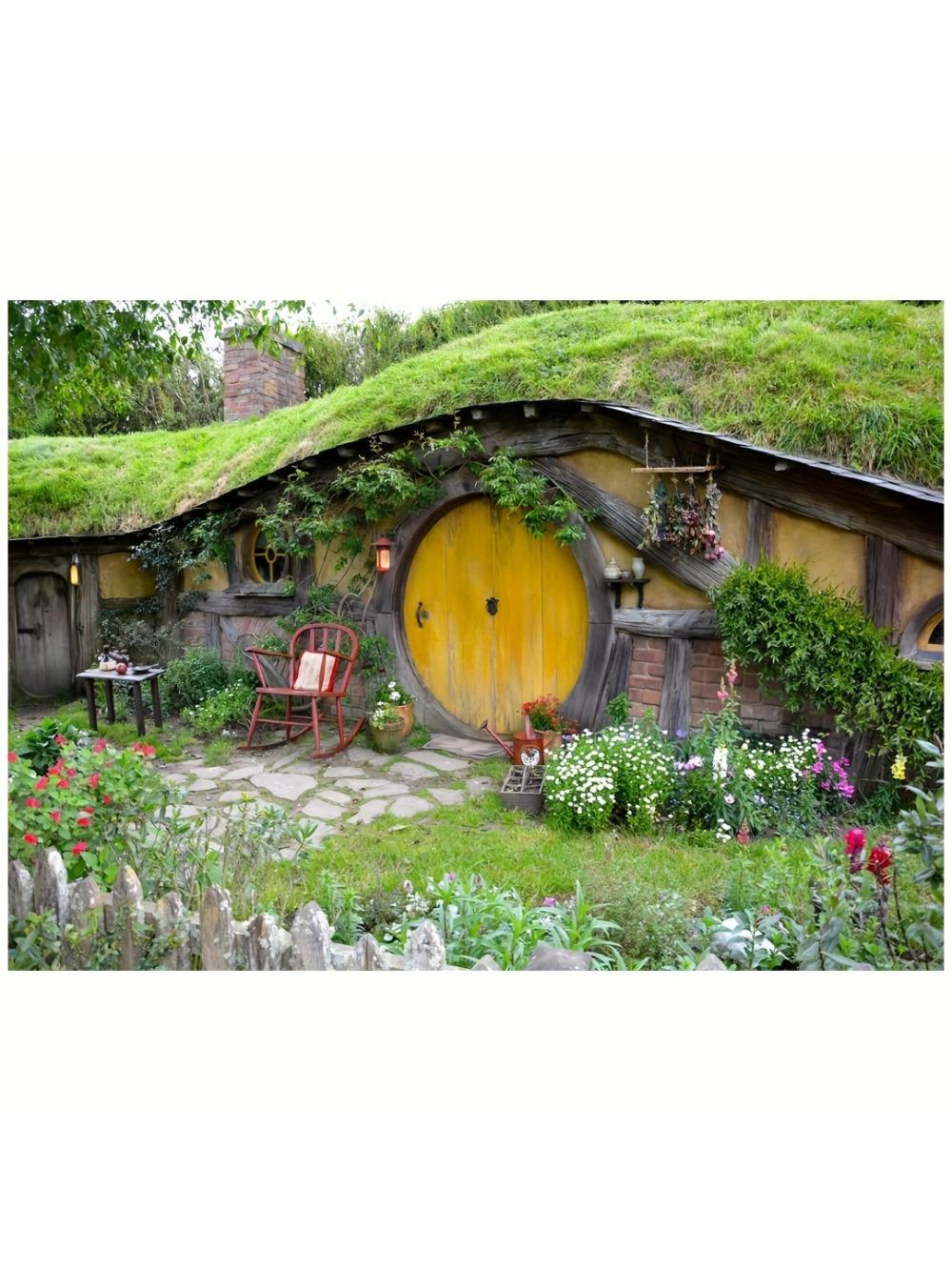 Hobbit Cave Photography Background Matamata Rural Hobbit Living Room Green Grass Garden Hobbit Cave Background (green,150X210cm) зелёный