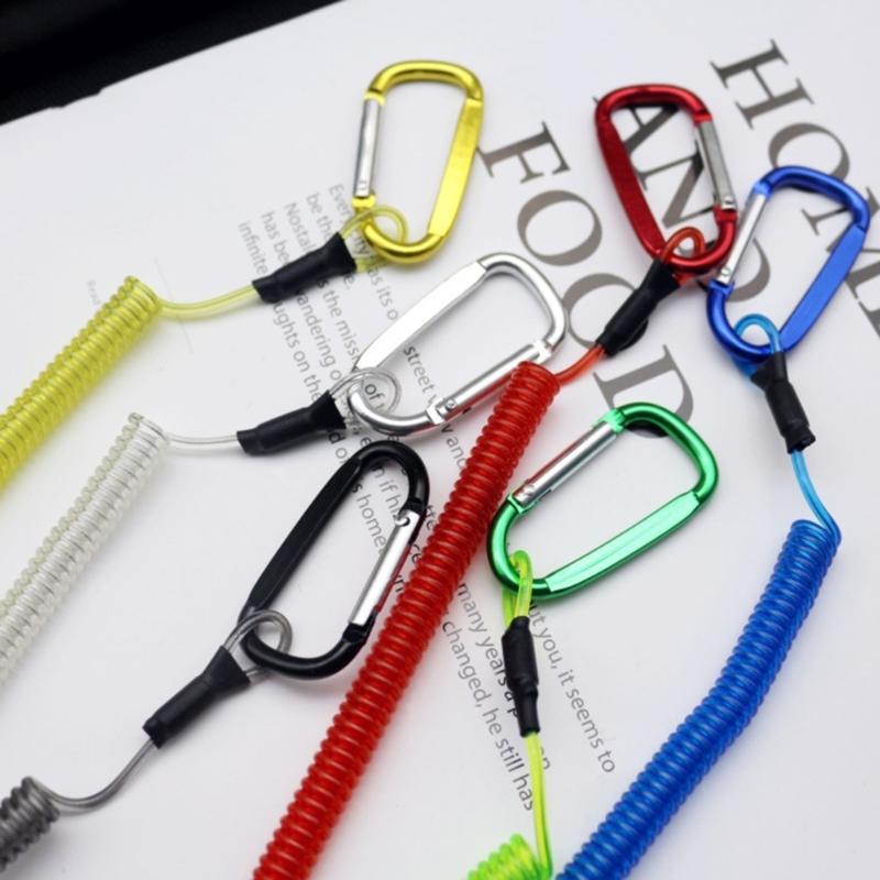 Spring Fishing Lanyard Coiled Tether with Metal Clip 35cm Safety Fishing Lanyard for Pliers Boating Fishing Heavy Duty