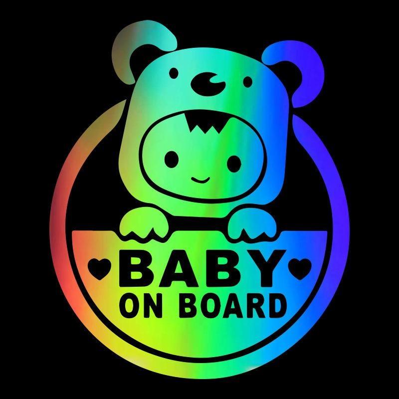 Baby On Board Sign Car Window Bumper Decal Sticker Reflective Car Stickers Cute Cartoon Stickers Car Accessories