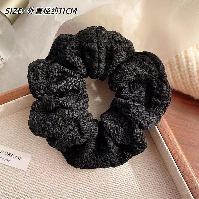 2pcs Solid color puff pleated high elasticity diameter 11CM large-sized headband