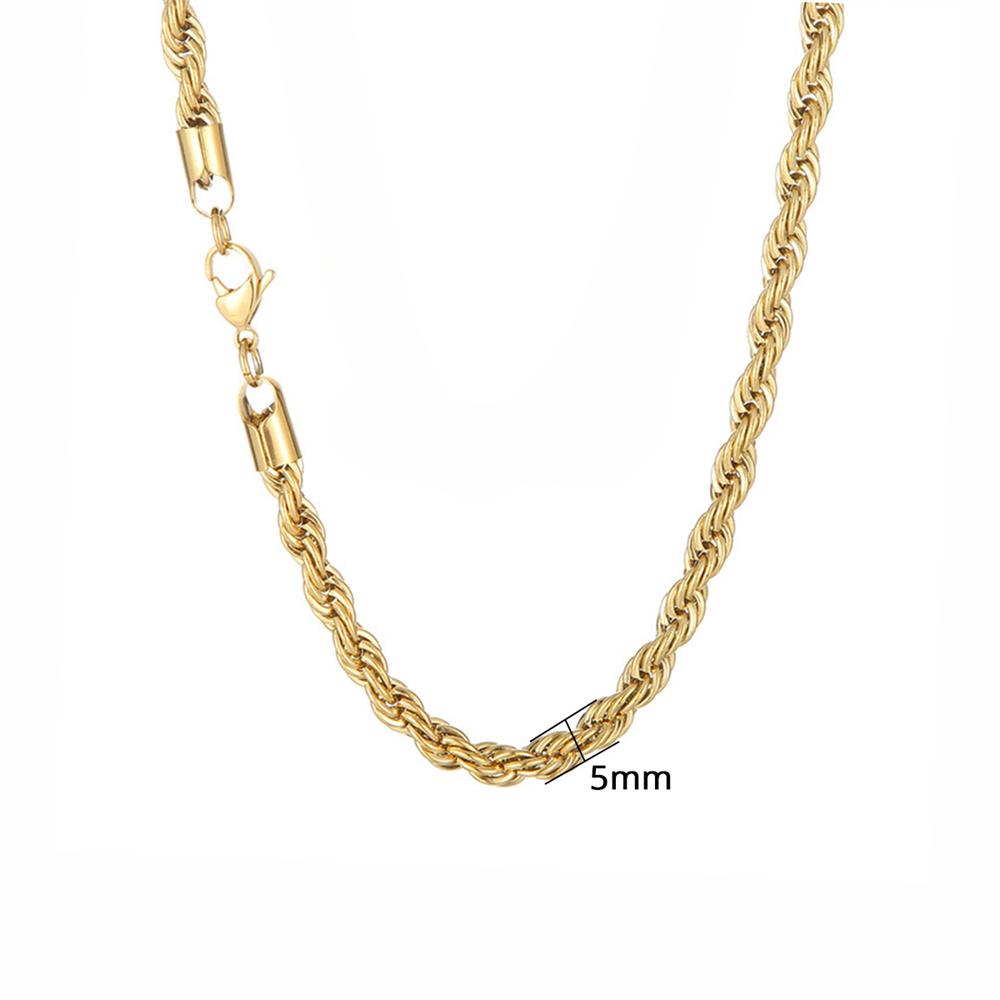 Vintage Twist Rope Link Chain Necklaces 3/5mm Gold Silver Color Stainless Steel Chain For Men Women Hip Hop Fashion Jewelry Gift