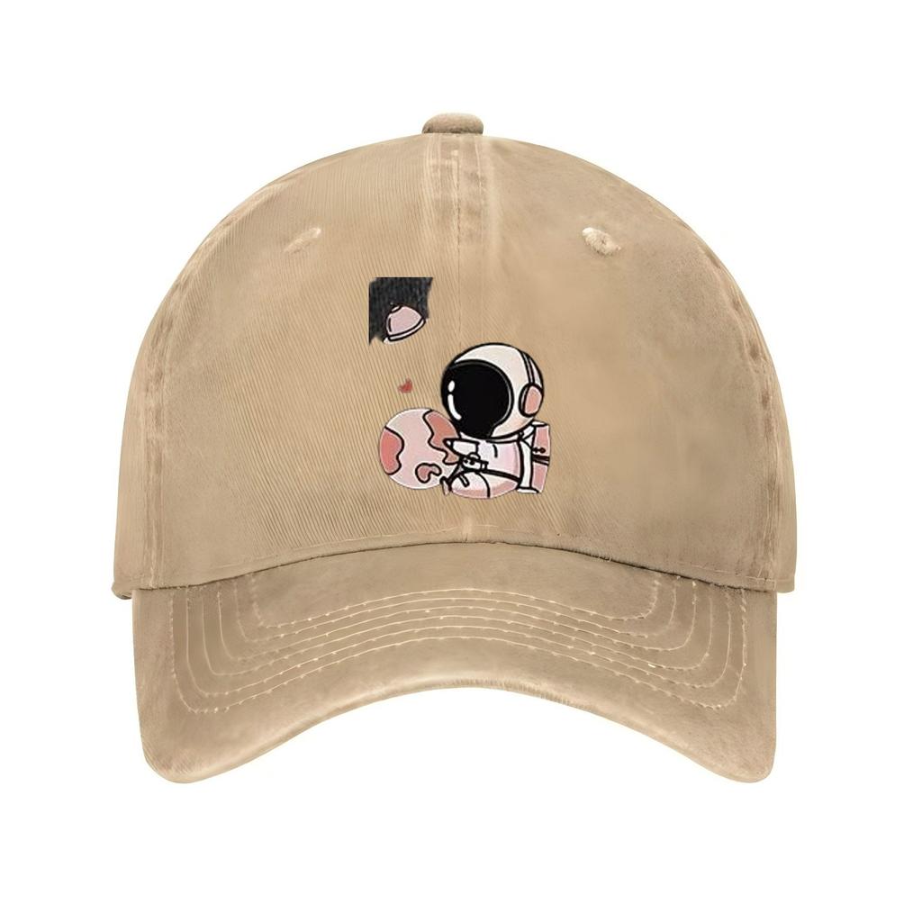 Astronaut Planet Print Baseball Cap Adjustable Casual Polyester Breathable Sports Hat Adult Cap