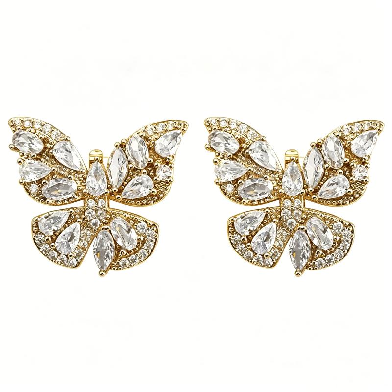 Zircon Earphone Clip Design Diy Personalized Sparkly Butterfly Earphone Rhinestone Buckle Accessories one size золотой