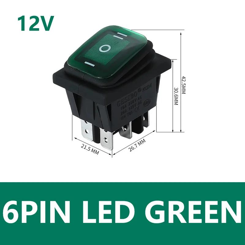 1/5/20PCS 3 Position 6 Pins KCD4 Waterproof Switch ON-OFF-ON Rocker Switch 12V Power Switch self-Locking 16A 250VAC 20A125VAC