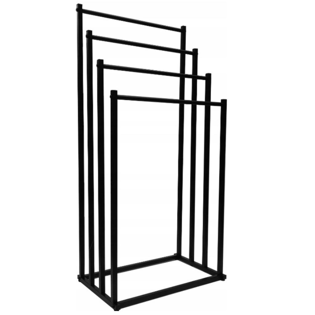 Bathroom Stand with 4 Arms, Loft Style, Black Hanger, Metal Loft Holder