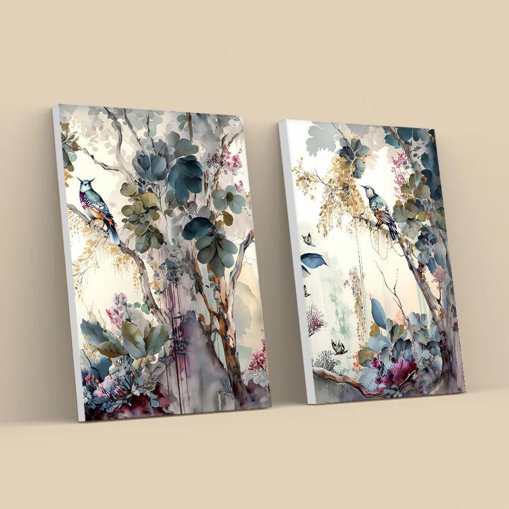 2pcs/set vintage flower Art Oil Painting Canvas with Wood Frame Draw Wall Decor Home Living Room Decorations 30x40cm