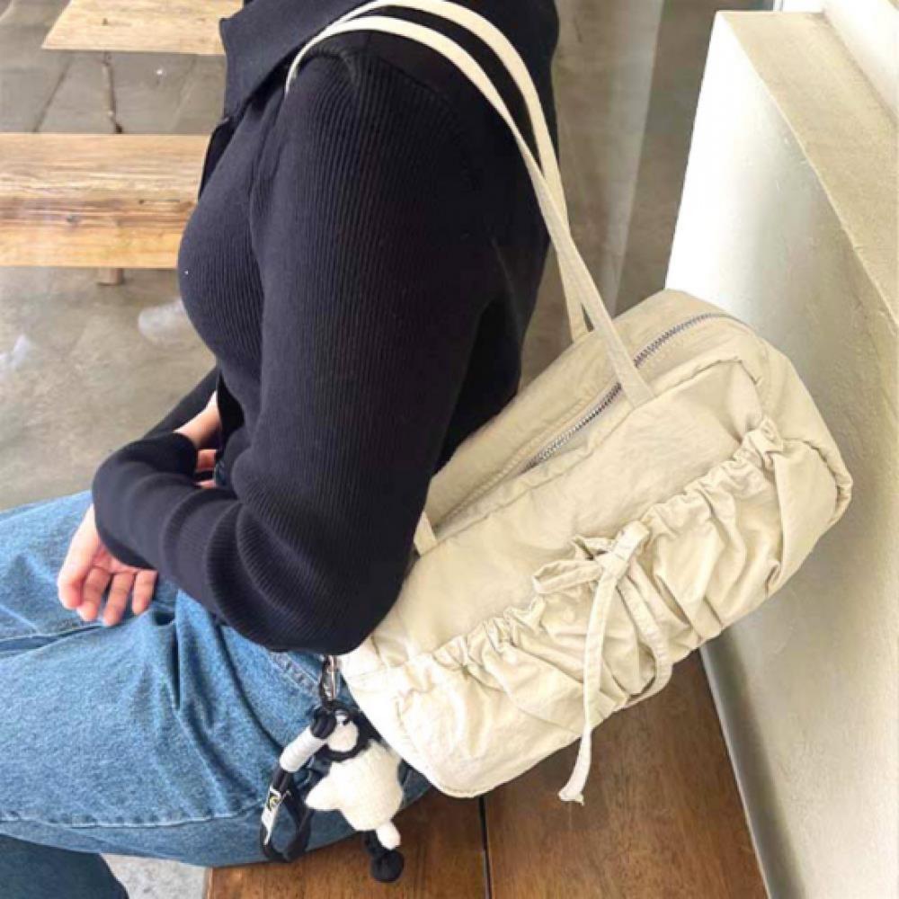 Open Run Women Square Shoulder Bag Lovely Shirring Strap Bag