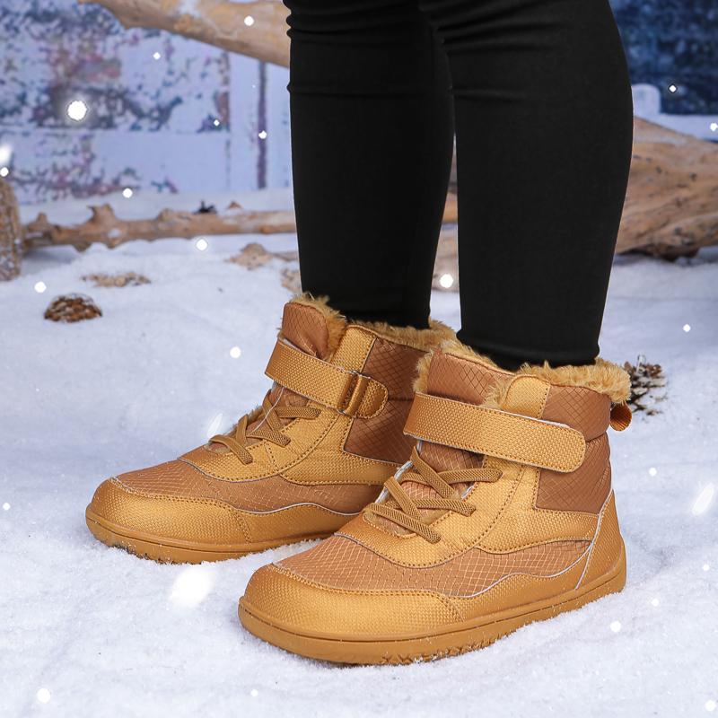 Children Winter Shoes Plush Waterproof Fabric Casual Non-Slip Boys Girls Shoes Rubber Sole Snow Boots Fashion Warm Outdoor Boots