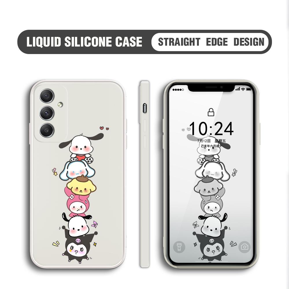 Cute Cartoon Phone Case for iPhone 15 14 13 12 11 Samsung Galaxy A12 A52 S24 S23 Xiaomi POCO Redmi Soft Square Liquid Silicone Cover Casing