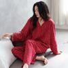 Pajamas women's spring and autumn woven pure cotton long-sleeved thin middle-aged mother autumn cotton loungewear can be worn outside set