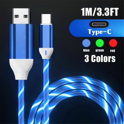 Nabíjecí kabel Flow Luminous LED 3A s rychlonabíjením a USB A na typ C pro iPhone 16 15, USB drát, LED kabel, svítící kabel pro iPad 10