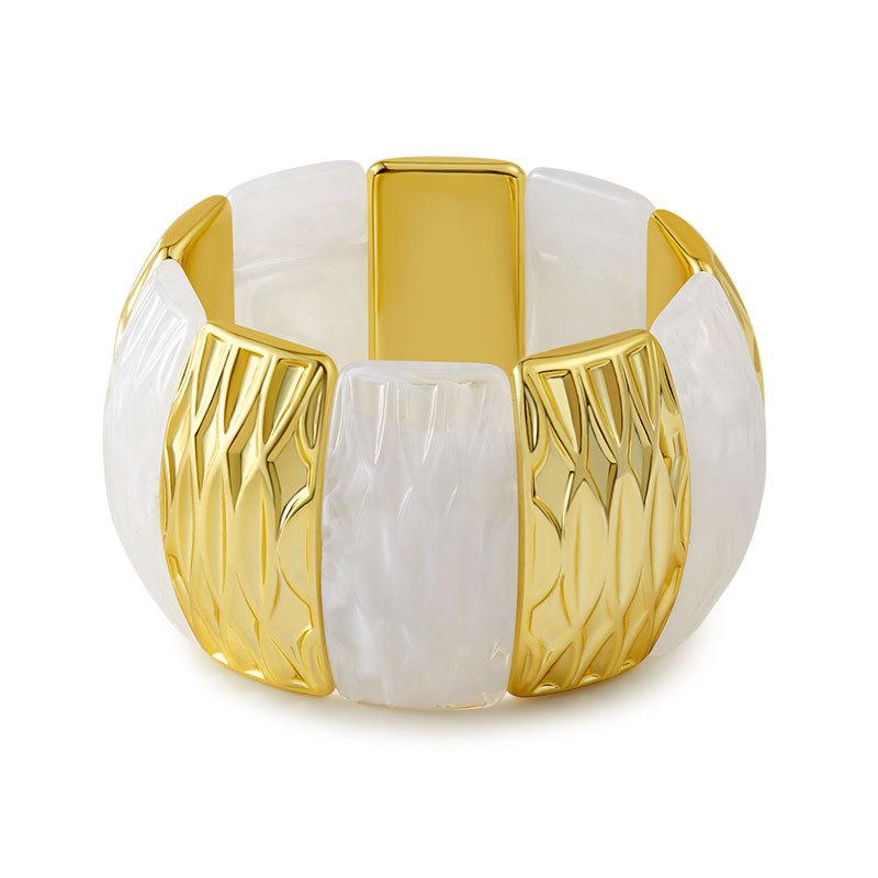 Акриловый браслет-бангл с квадратным узором для женщин, эластичный браслет на веревке, геометрический неправильный широкий браслет, подарок