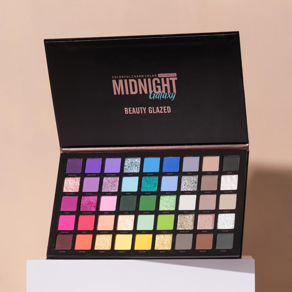 Midnight Galaxy 45-Color Matte & Glitter Eyeshadow Palette, Colorful and Bright Eye Shadow Palette with Smooth-Blend Pressed Shimmer for Daily and Sta