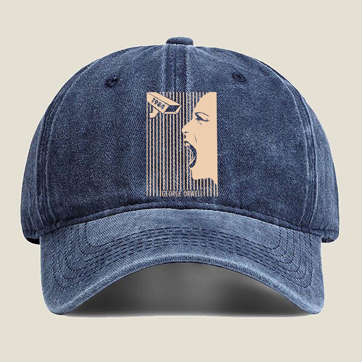 

George Orwell Silhouette Washed Baseball Cap One Size темно-синього кольору