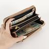 Hiroko Koshino Women's Long Wallet with Large Capacity, Flap Closure, Front Pocket, and Brooch (Pink)
