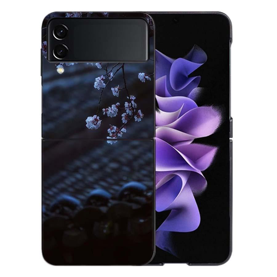 Snowy Peach Blossom Tree in Front of the House Phone Case For Samsung Z Flip 6 7 5G Galaxy Z Flip 5 4 3 5G Cases Shockproof Hard