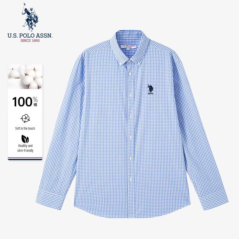 

U.S. POLO ASSN. Men s Plaid Long Sleeve 100% Cotton Casual Shirt 2XL