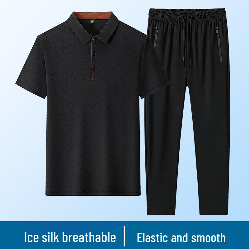 

2026 Men s Ice Silk Breathable Business Casual Suit for Middle-aged and Elderly 4XL