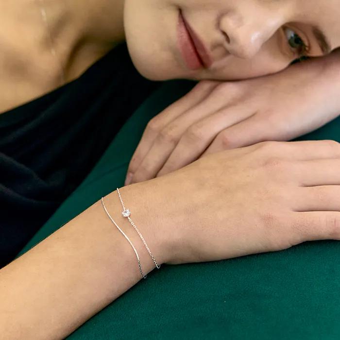 [Silver925] Faceted round cut layered bracelet