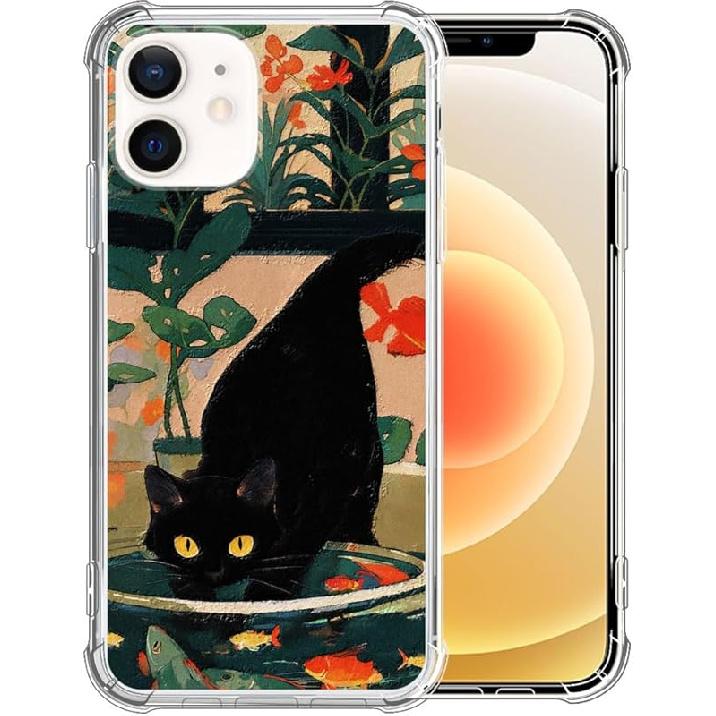 for iPhone 12 Mini Case Clear,TLT Pink Bow Transparent Soft Shockproof Protective Slim Thin Bumper Pattern Design Phone Case