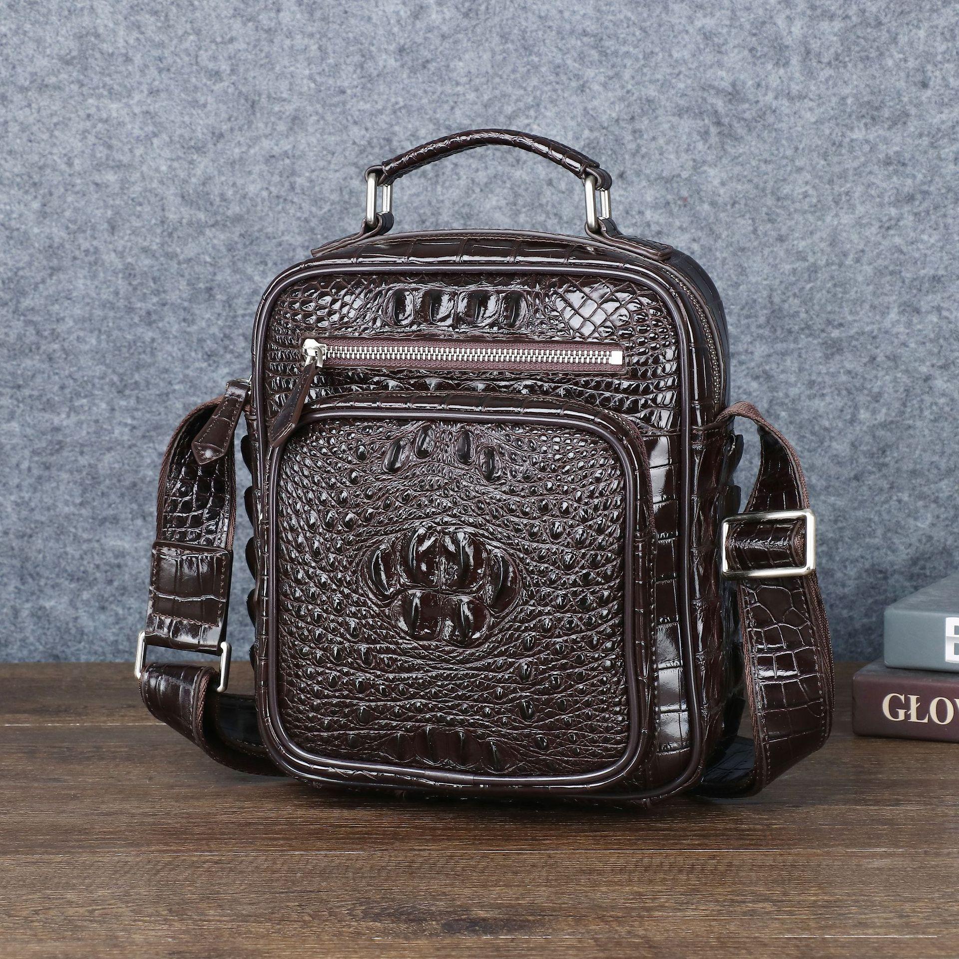 

Мужская одноплечевая сумка кроссбоди с узором крокодиловой кости, высококлассная и модная мужская сумка, ручная сумка, повседневный рюкзак для улицы