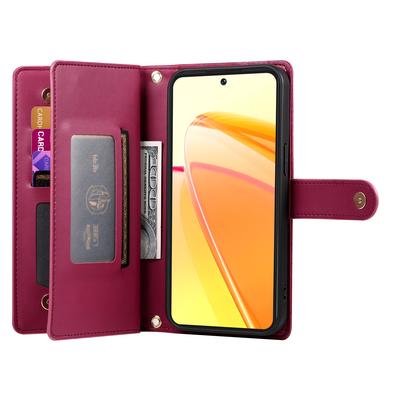 For Oppo Reno14 Pro 5G (Global) Case Zipper Pocket Wallet Leather Phone Cover with Straps