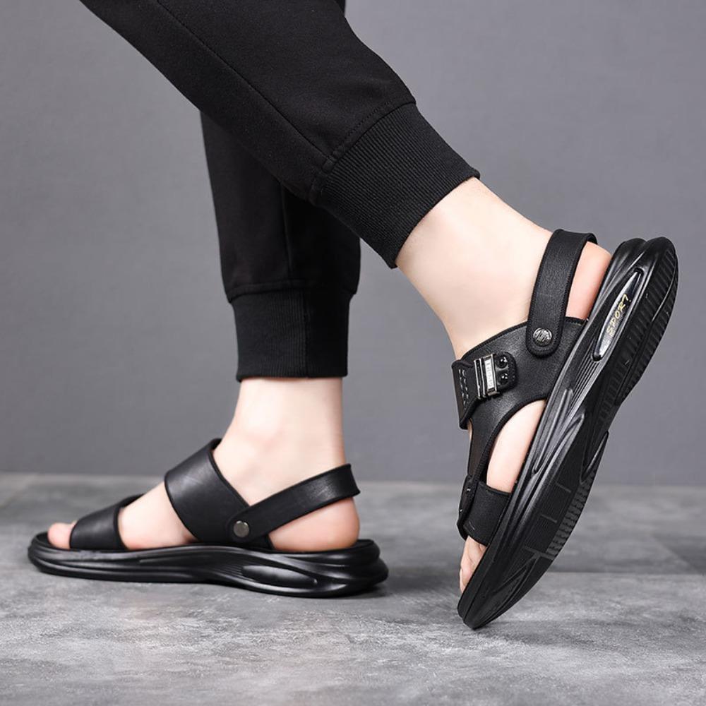 Mens Summer Sandals Genuine Leather Beach Shoes Casual Driving Sandals