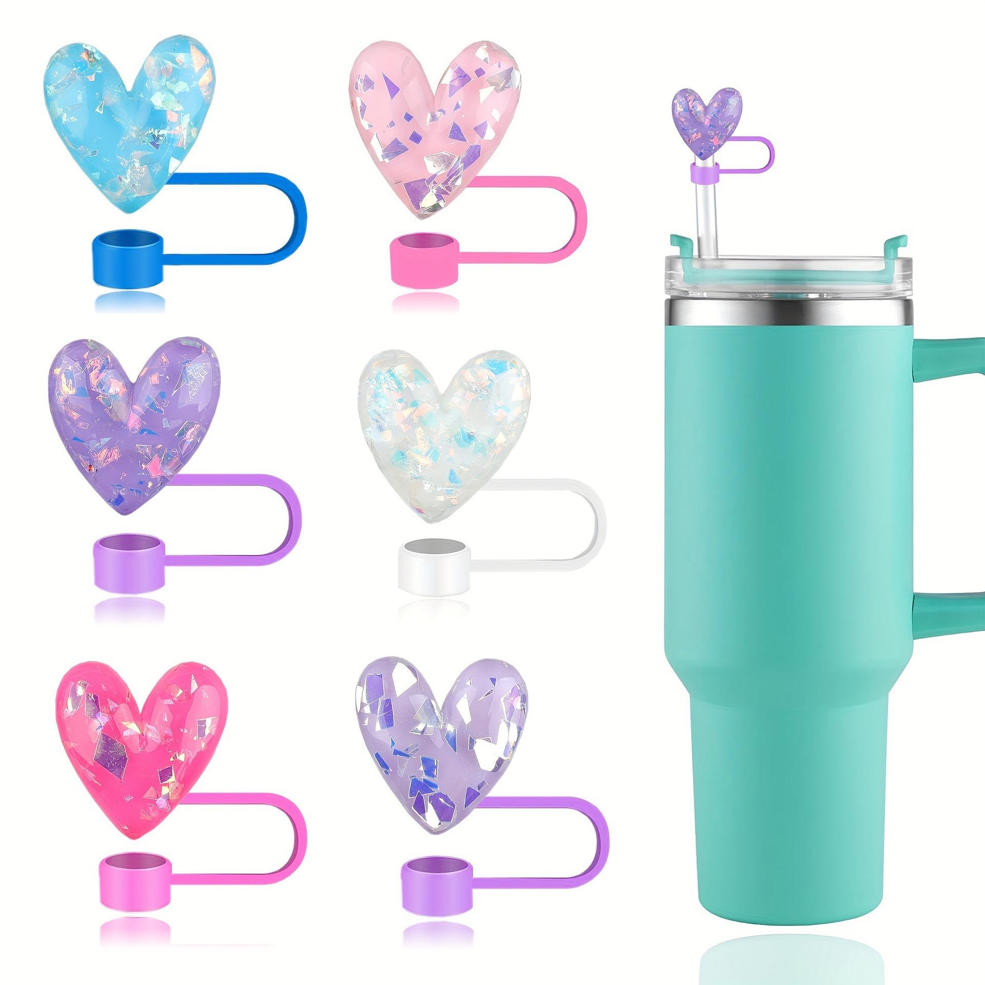Cross-Border Hot-Selling Reusable Eco-Friendly Plastic Sparkling Sequin Love Dust Cap for Accessory Decorative Straw Party