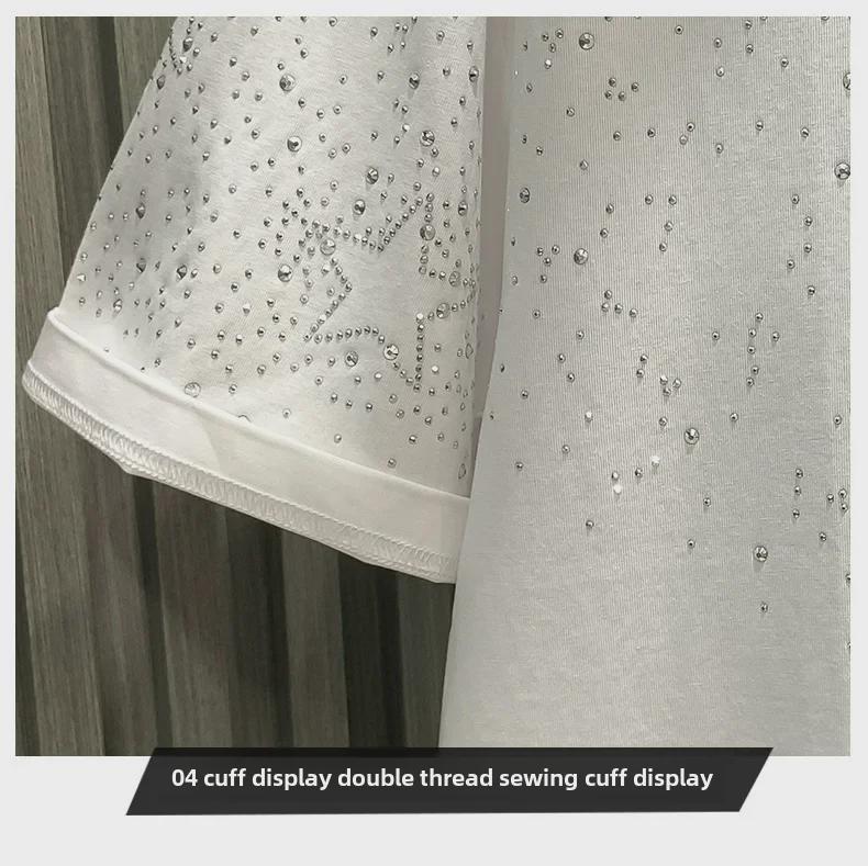 Europejska Moda Luksusowy Męski T-shirt z Krótkim Rękawem Niszowy z Gwiazdą i Diamentem