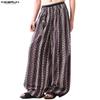 INCERUN Bohemia Men Elastic Waist Casual Long Floral Print Baggy Trousers Pants