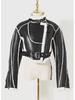 2023 Women's Motorcycle Style Leather Jacket - Short, Fur-Integrated, Cotton Outerwear