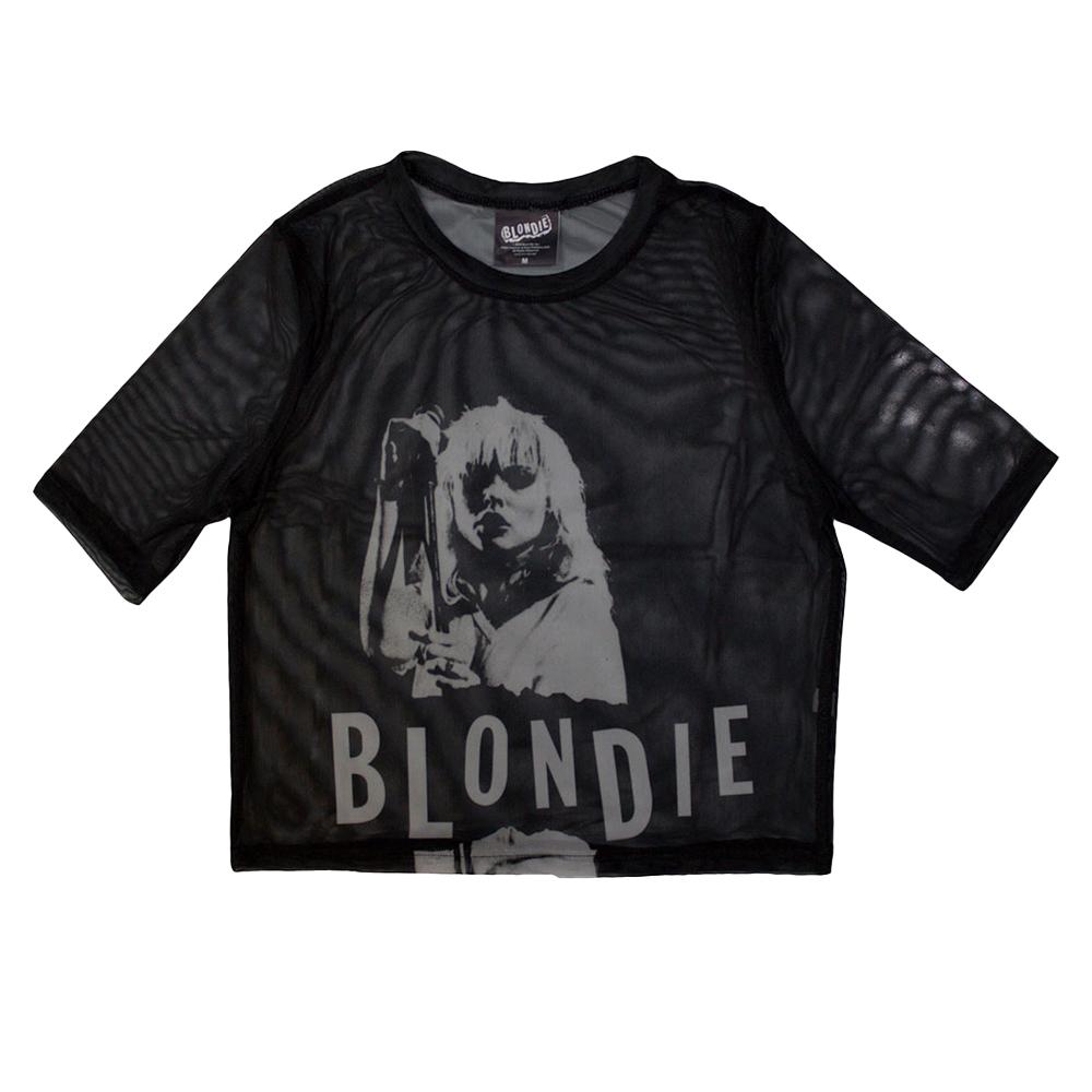 Blondie Top Corto a Rete a Maniche Corte per Microfono da Donna
