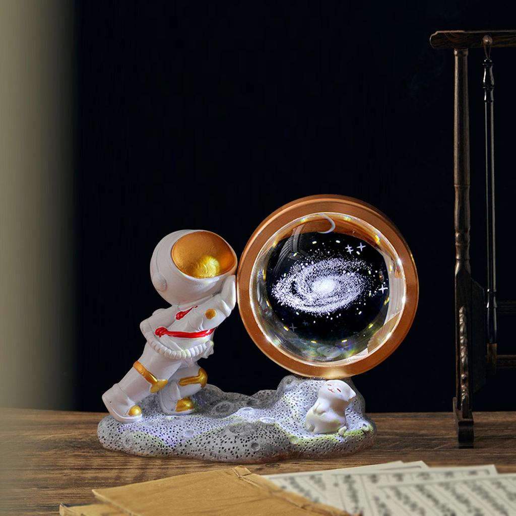 3D Glass Ball Night Light Bedside Lamp Degree Rotating Table for Crafts Kids