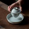 Antique glaze large cover bowl teacup retro style household ceramic single Sancai tea bowl Kung fu tea set hand grab bowl
