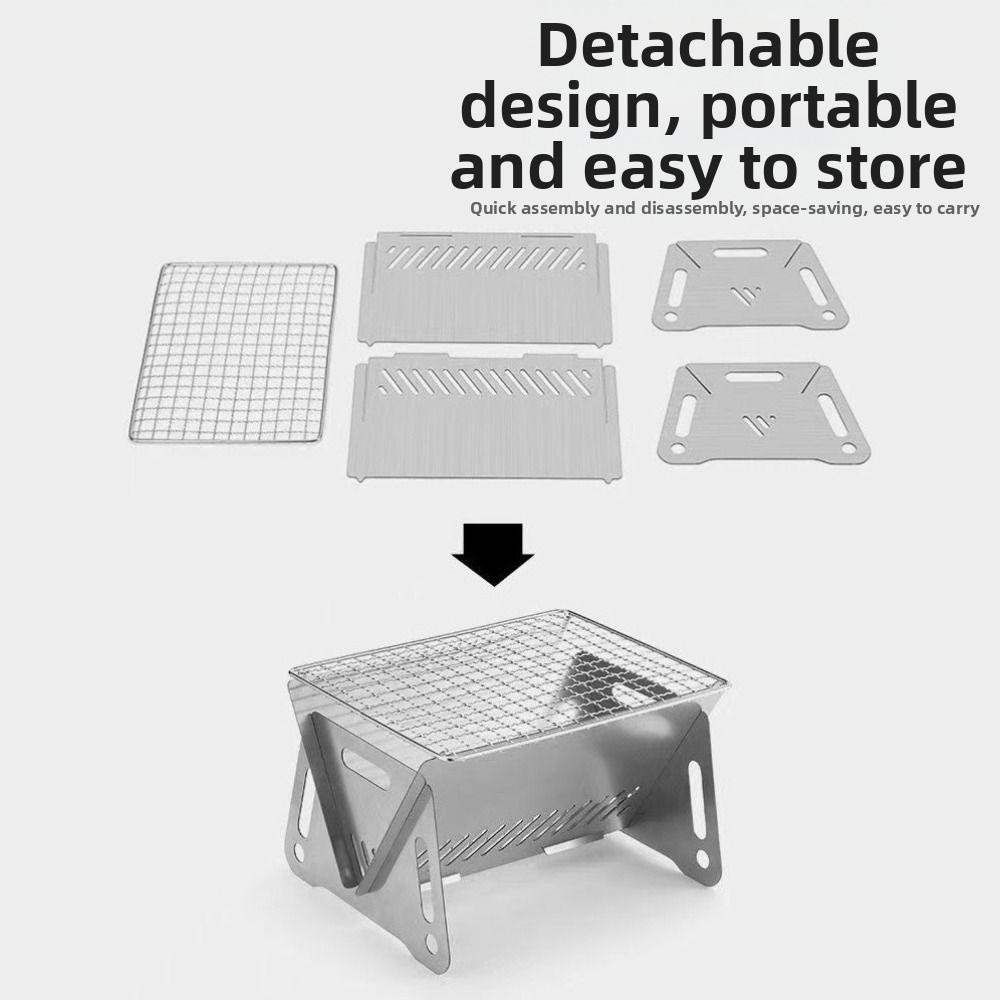 Stainless Steel BBQ Grill Rack Detachable Grill Burn-er Stand Compact Barbecue Stove  Campfire