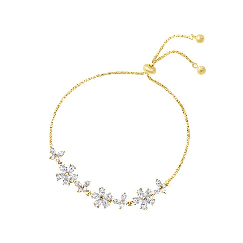 

Exquisite Zircon Butterfly Floral Dress Bracelet, Adjustable & Luxurious, Ideal for Weddings Copper Alloy