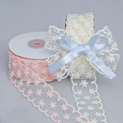 Elegante y exquisito encaje bordado de malla de encaje hecho a mano para hacer lazos, cinturones, puños, escotes, cintas decorativas, manualidades.