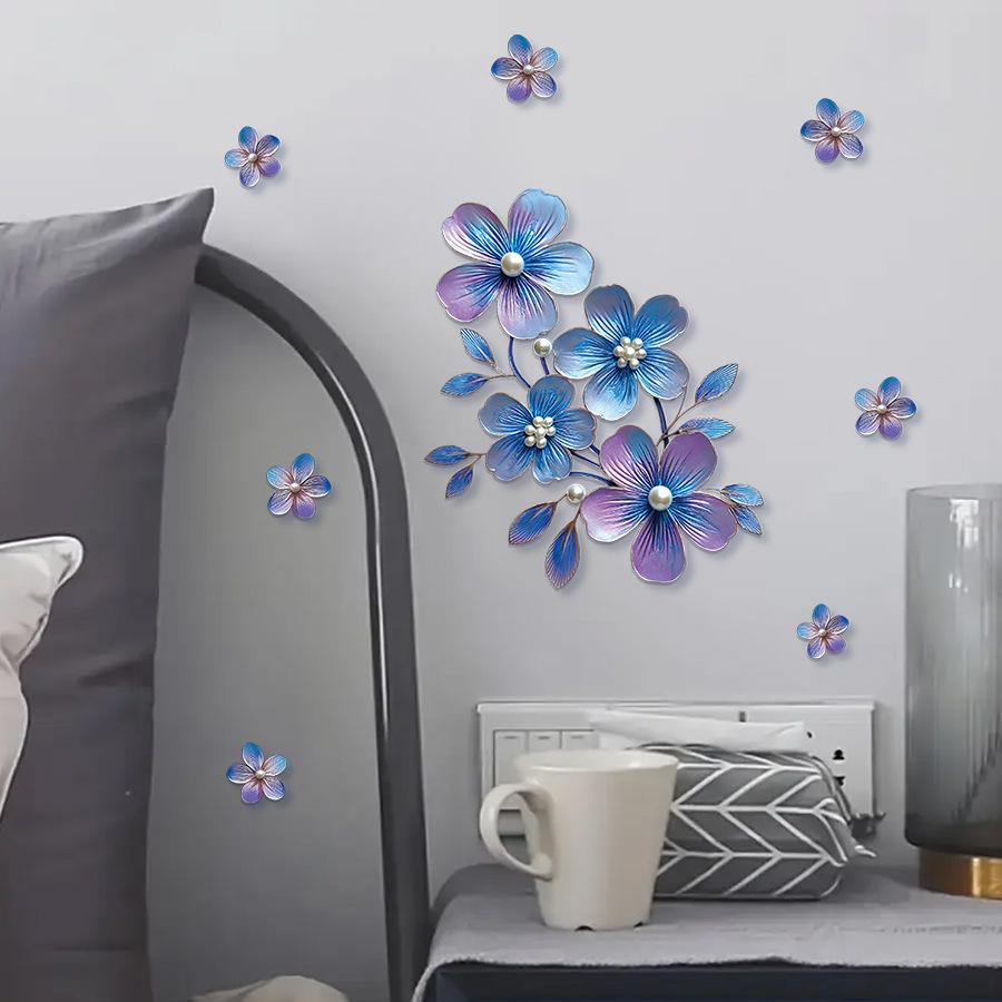 Watercolor Ink Gradient Botanical Floral Wall Stickers, Self-Adhesive Decor for Bedroom Vanity Bathroom Decoration