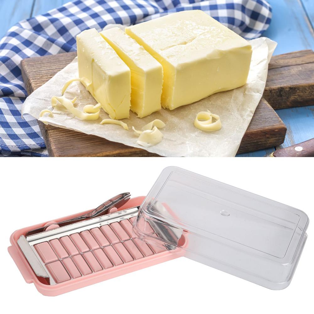 Transparent Cover Butter Storage Container 2 in 1 Design Butter Dispenser Slicer  Restaurant Use