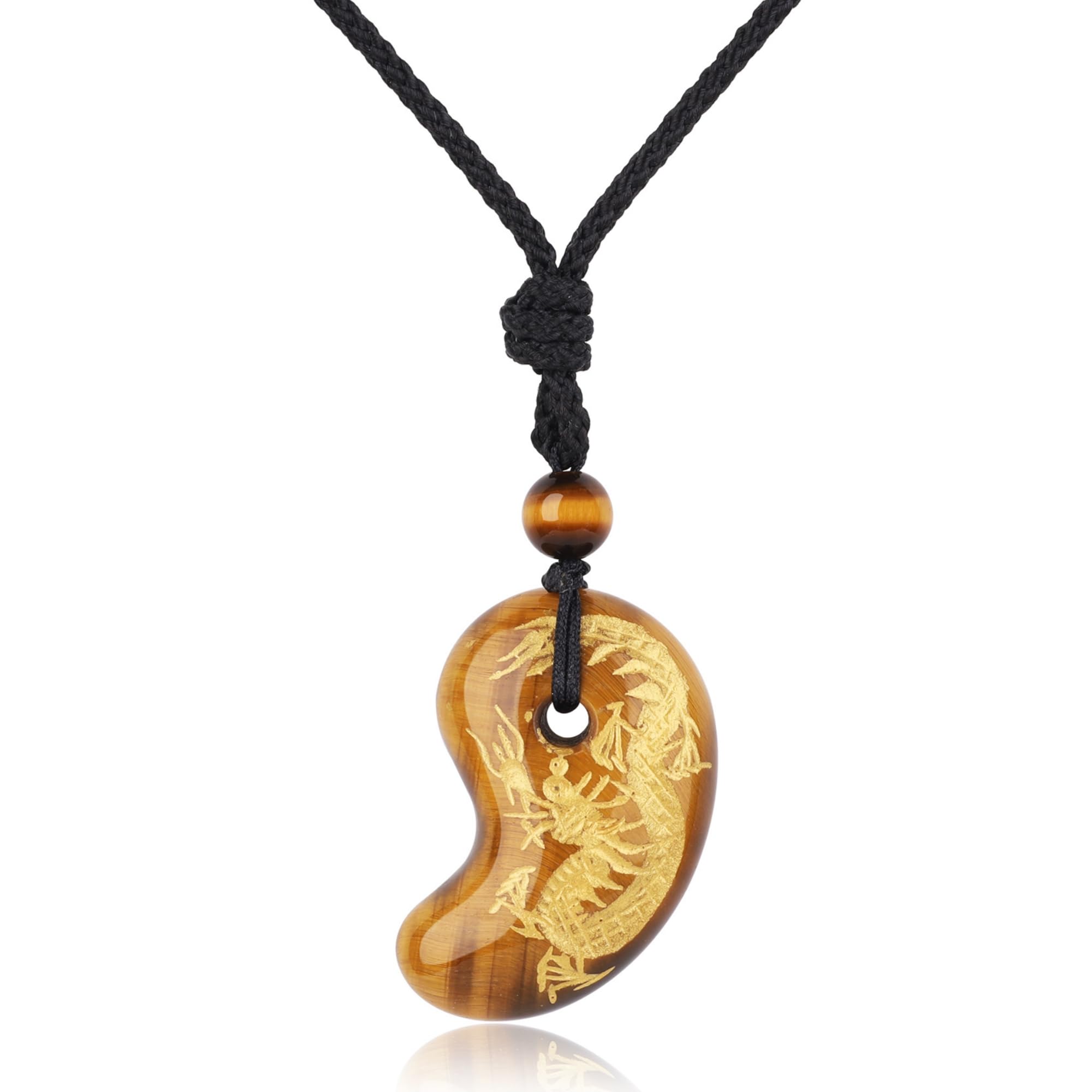 

COAI Tiger Eye Dragon Carved Magatama Adjustable [Coai] Necklace, Length, Men s, Women s коричневий