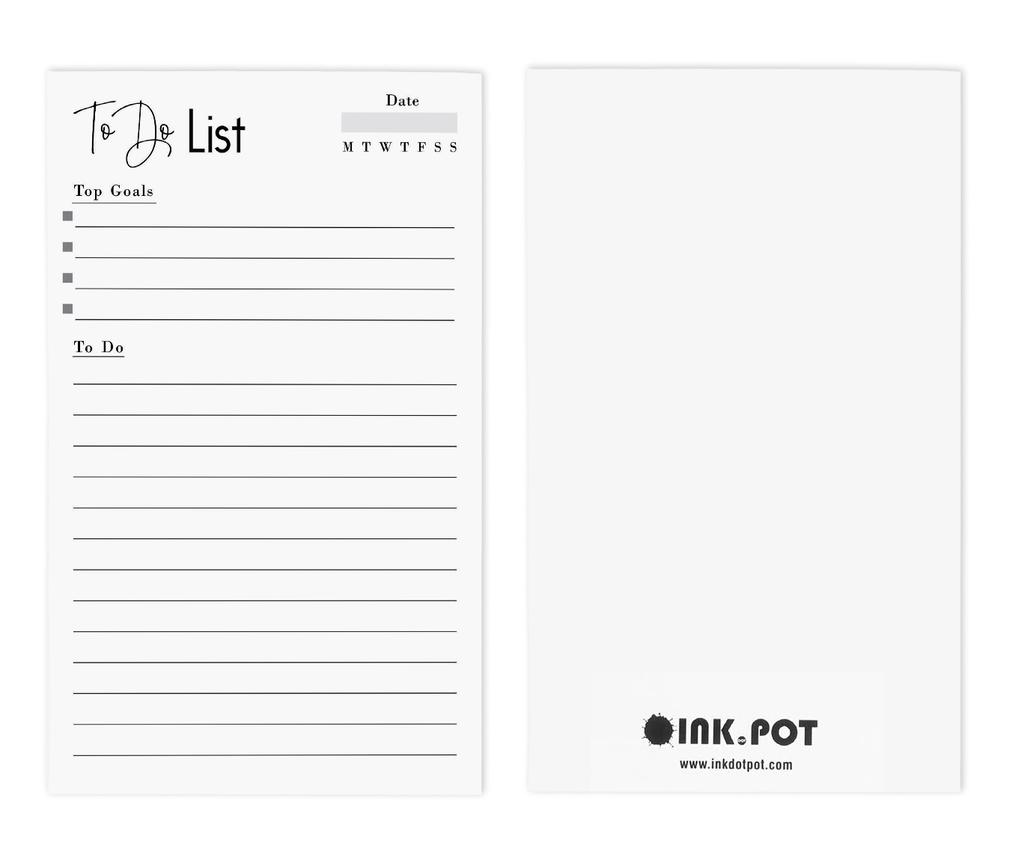 Inkdotpot Daily Planner List Pad Notepads Memo Pad, Undated To-Do List Tear Off pad - 4.5 x 7.5 Inches (50 Sheets) Organizer
