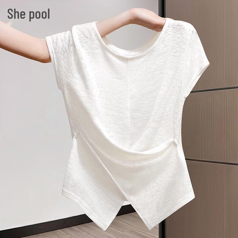 Women s Designer Irregular Hem Round Neck Short Sleeve T-Shirt M