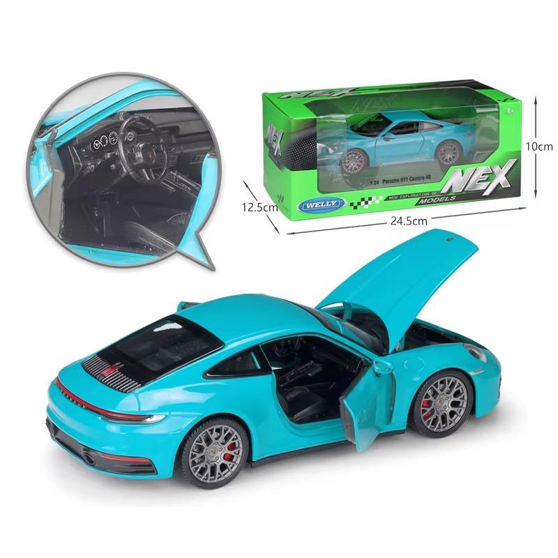 1/24 Porsche 911 Carrera 4S WELLY Diecast Auto Simulator Legierung Metall Modellauto Sportwagen Für Kinder Geschenk Sammlung Dekoration