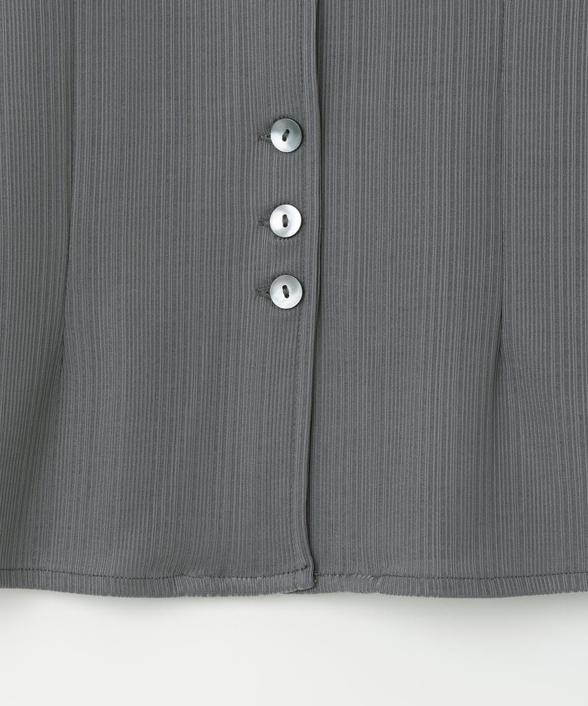 MILLO WOMEN Pleated Short Sleeve Shirt [Charcoal Gray]