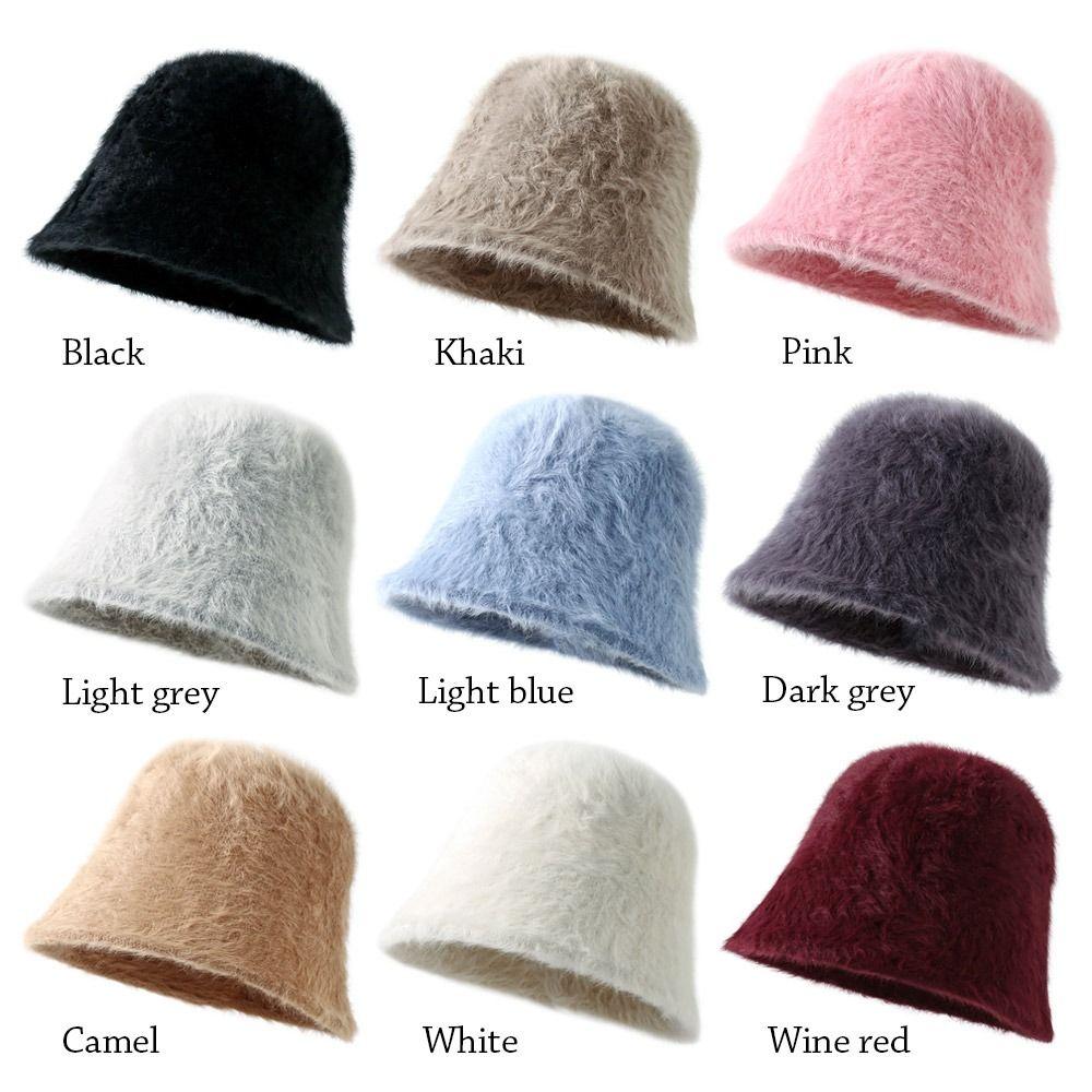Furry Plush Bucket Hat Plush Basin Sun Cap Outdoor Panama Hat  for Women