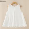ZANZEA Women Summer Round Neck Sleeveless Lace Vests