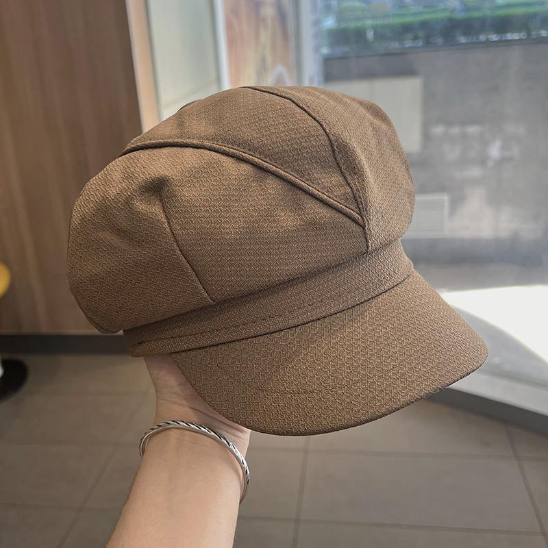 Early autumn versatile face newsboy hat British retro temperament painter hat simple solid color literary octagonal beret